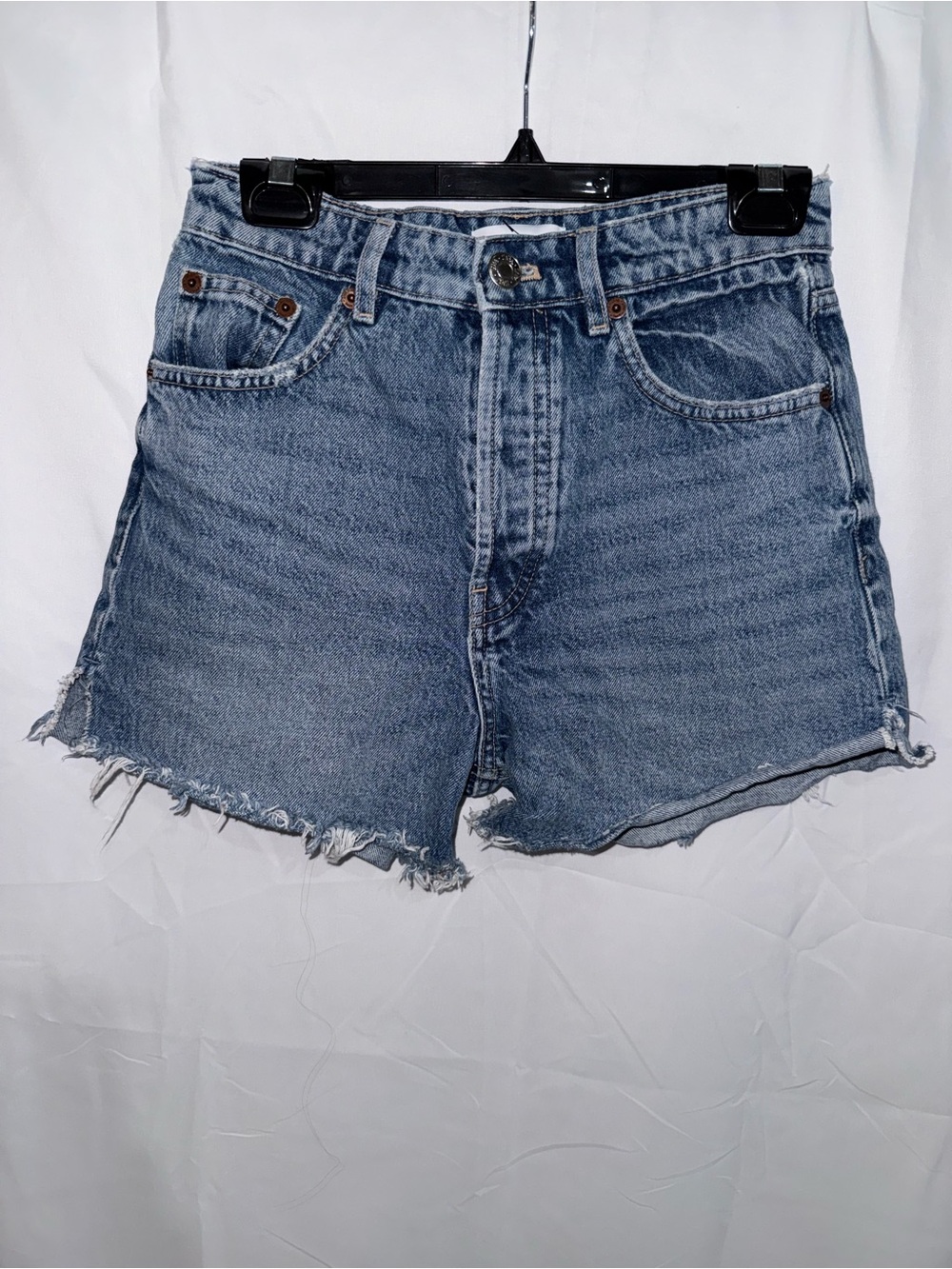 Zara Classic High-Rise Blue Denim Cutoff Shorts